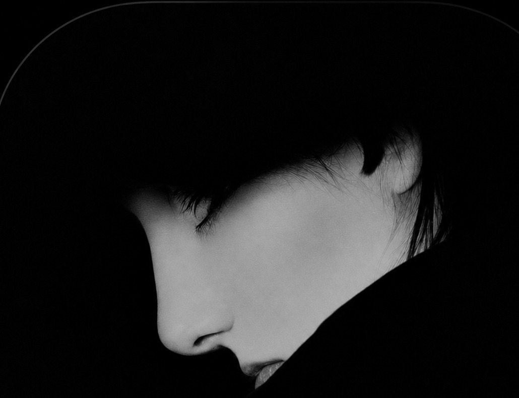 The Arkham Social woman in black and white profile