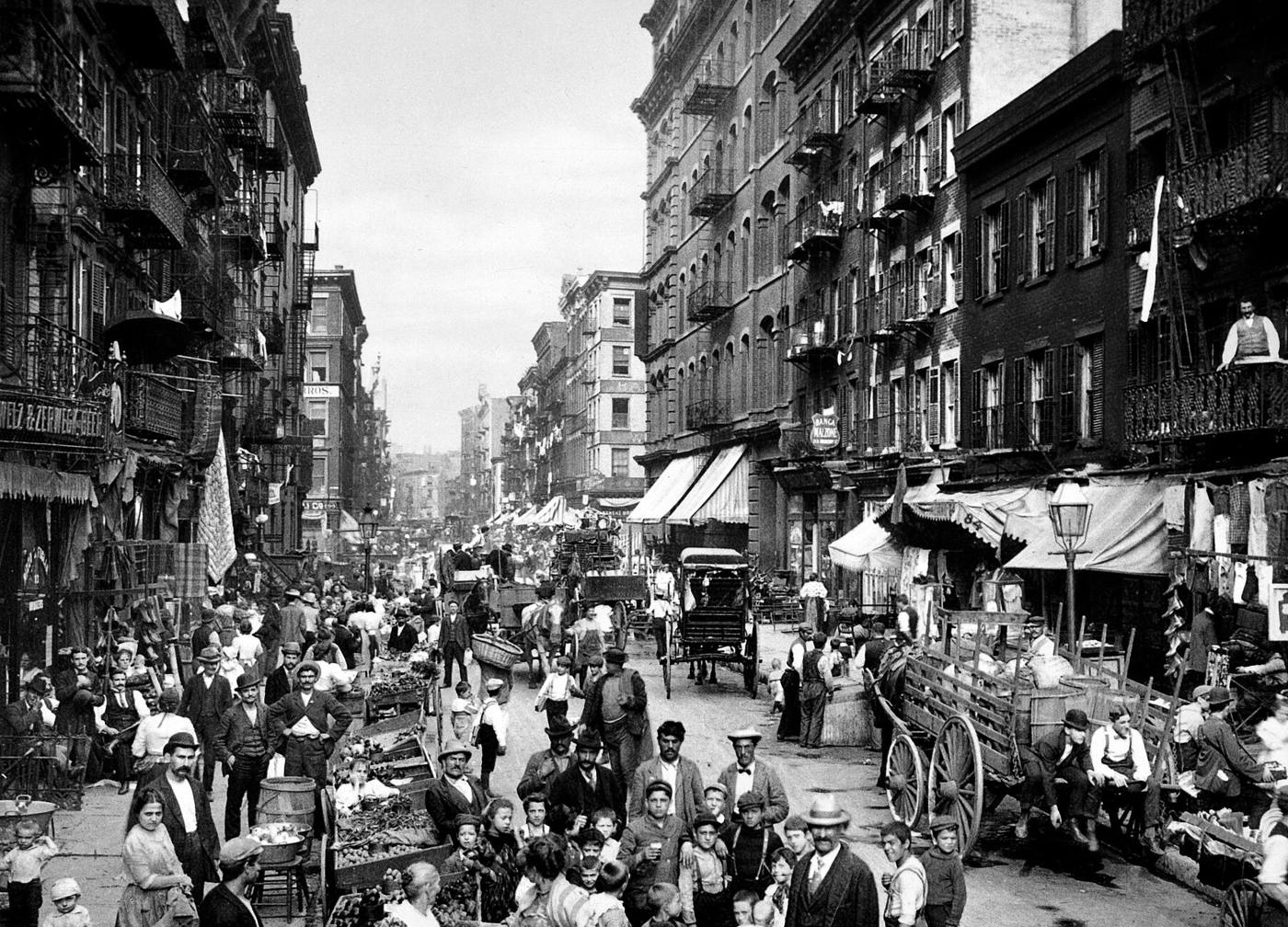 A crowded street market
